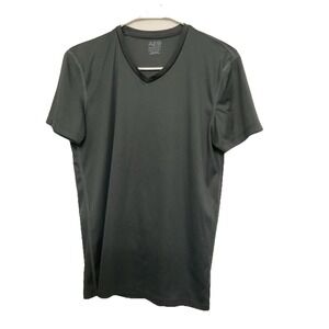 American Eagle Solid Gray V-Neck Activewear Shirt Men's Size Small